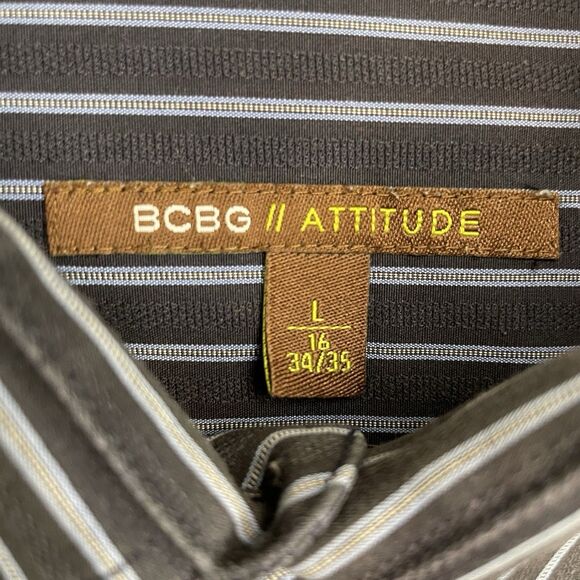 BCBG Attitude Blue Pinstripe Modern Fit Button Up-L - Picture 4 of 11